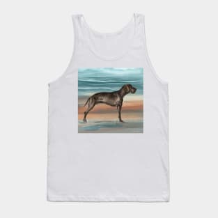 Painting of an Impressive Brown Great Dane on the Beach Tank Top